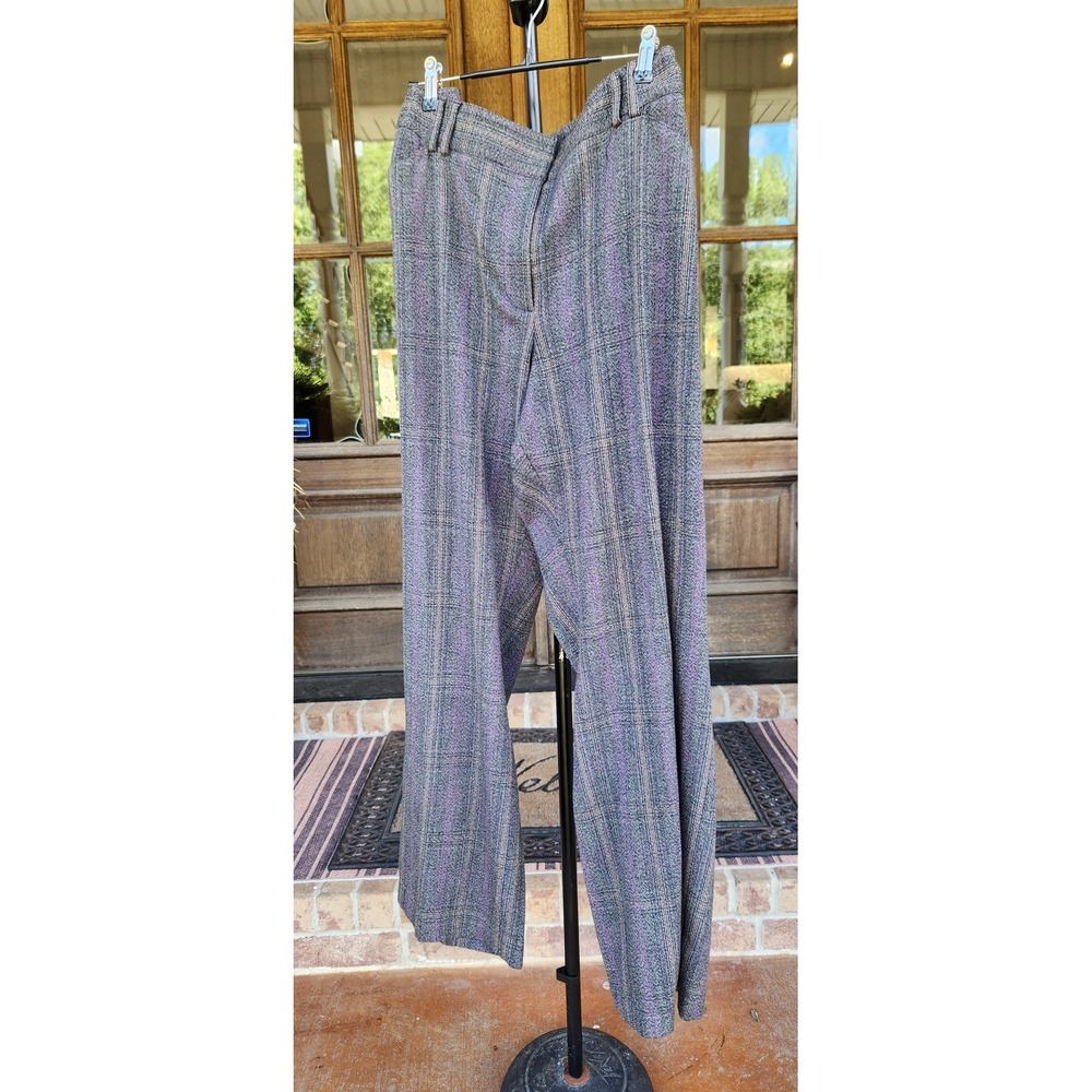 Lane Bryant Gray Purple Plaid Wide Leg Dress Pants Plus Size 22 Regular Stretch